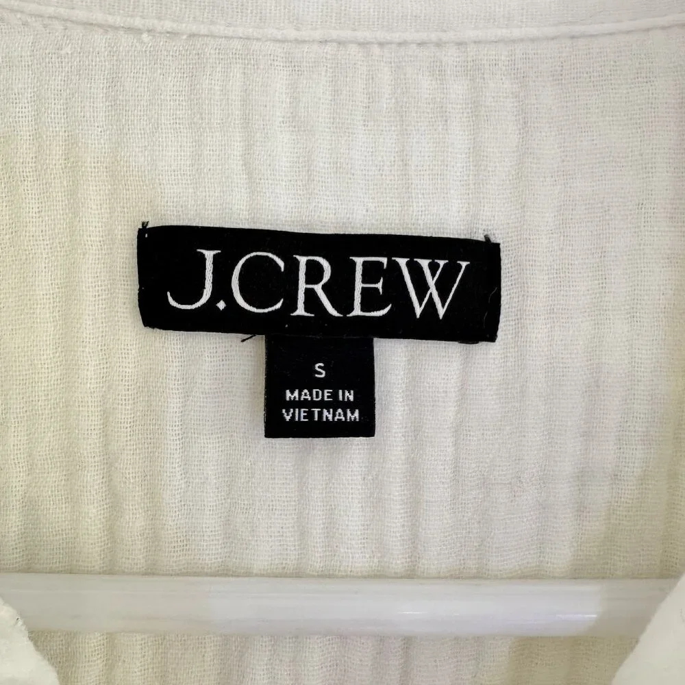 J. Crew Women's White Fresco Soft Gauze Long Sleeve Size S - Picture 5 of 11